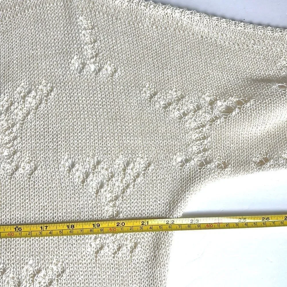 MOODS of NORWAY Cream Knit Top Seeater Boat Neck Batwing Sleeves Linen Blend M